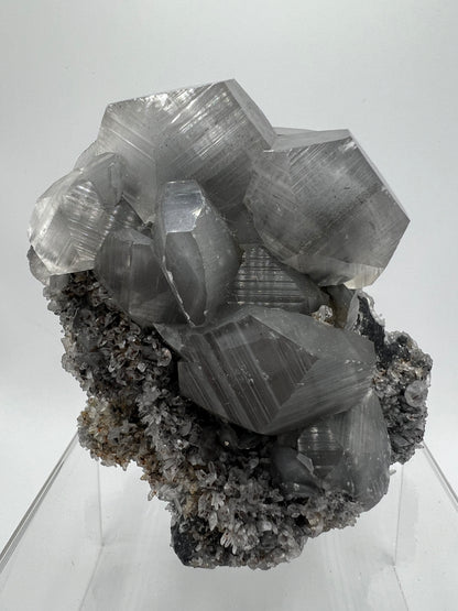 Silver Benz Calcite On Druzy Quartz. Gorgeous UV Reactive Mangano Calcite. Amazing Needle Quartz Matrix.