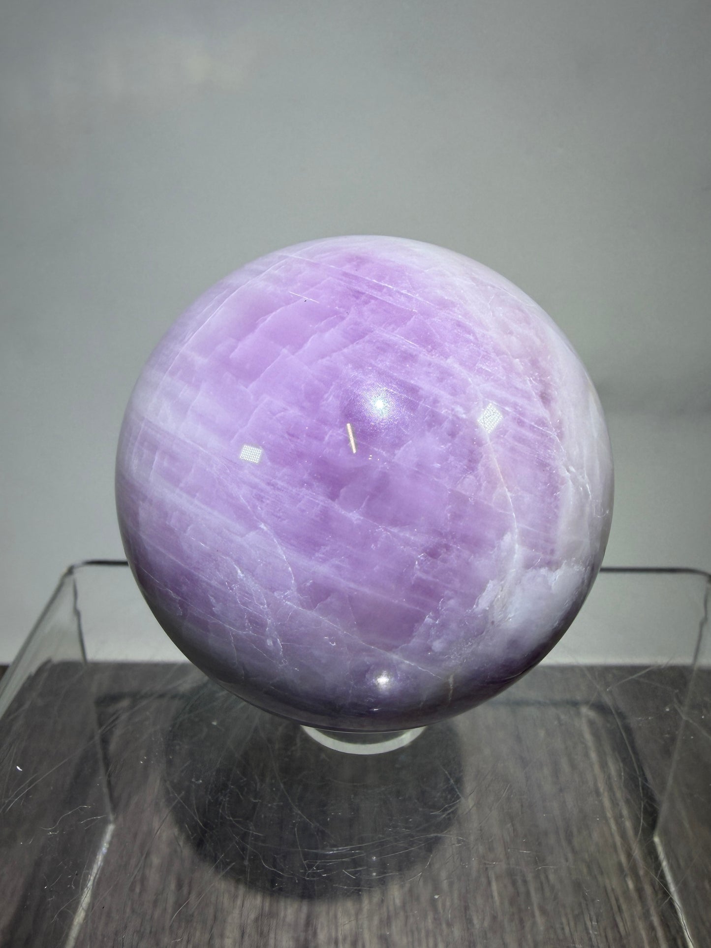 Kunzite Crystal Sphere. 50mm. Gorgeous Display Sphere. Beautiful Flash And UV Reactive