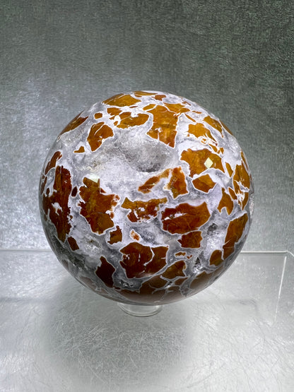 Indonesian East Java Plume Agate Sphere. 65mm. Amazing Druzy, Colors, And Patterns. Gorgeous Rare Crystal.