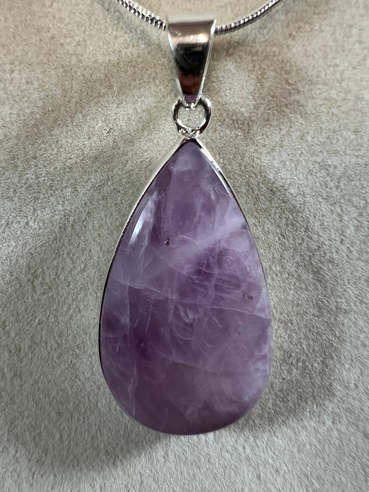 Kunzite Crystal Pendant. Beautiful S925 Silver Crystal Jewelry. Amazing Colors With Great Flash!
