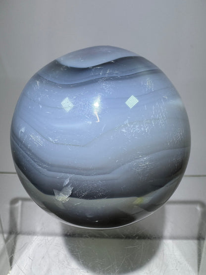 Banded Agate Crystal Sphere. 57mm. Beautiful Display Sphere From Madagascar. Gorgeous Colors And Banding.
