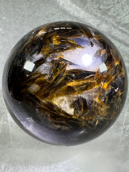 Golden Mica Sphere. Gorgeous Large Mica Display Sphere. 93mm, 2.7 lbs. High Quality With Lots Of Flash