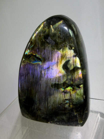 Labradorite Polished Freeform. Gorgeous Purple Rainbow Flash Spectrolite From Madagascar. High Quality Display Crystal.