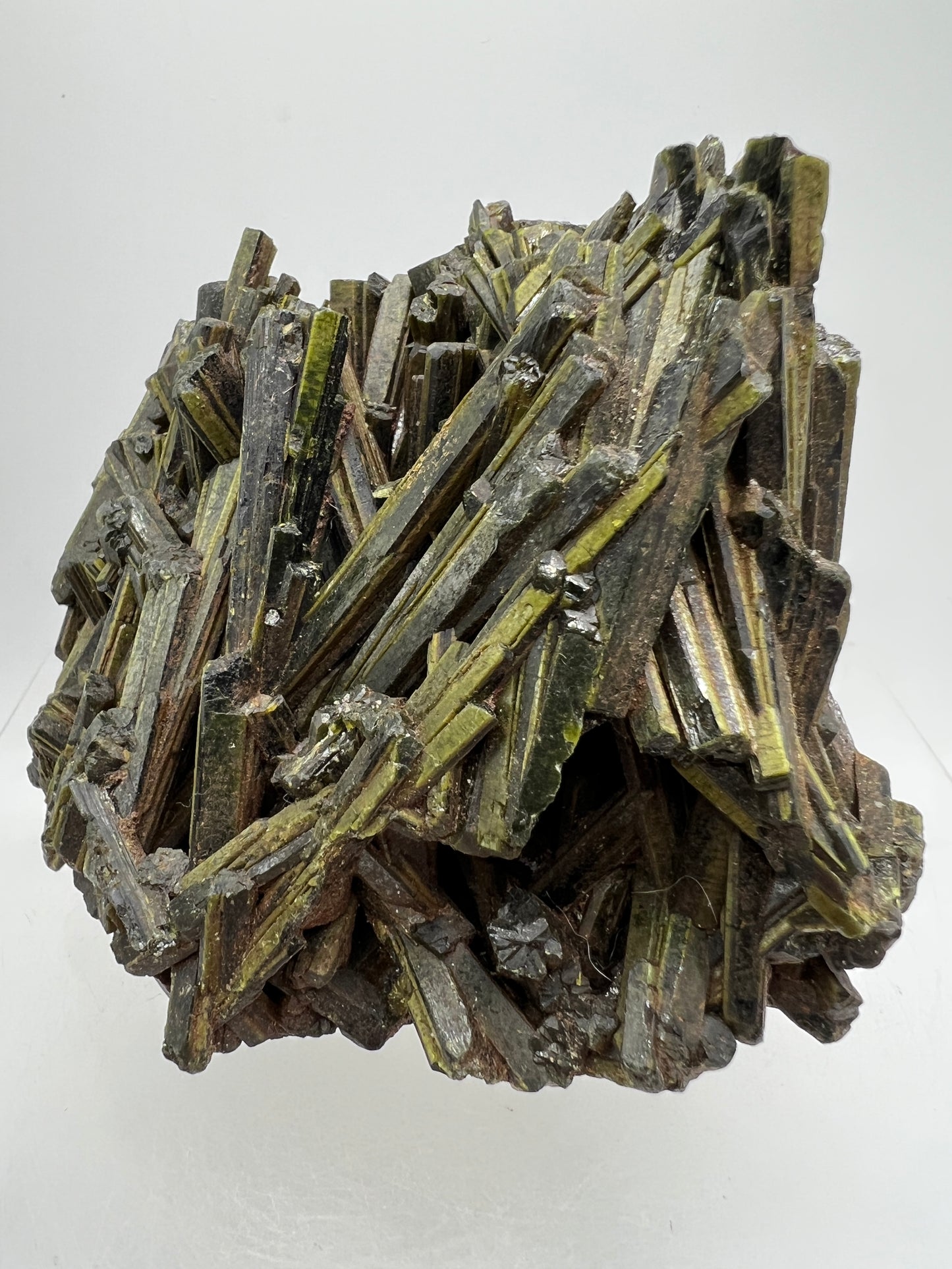 Green Tourmaline Cluster. Gorgeous Rare Tourmaline Specimen. Amazing Mineral Display Crystal.