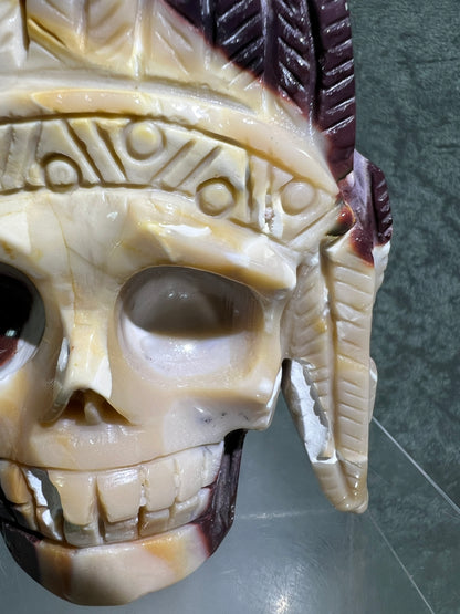 Mookaite Crystal Skull Carving. High Quality Crystal Indian Skull. Amazing Piece Of Art.
