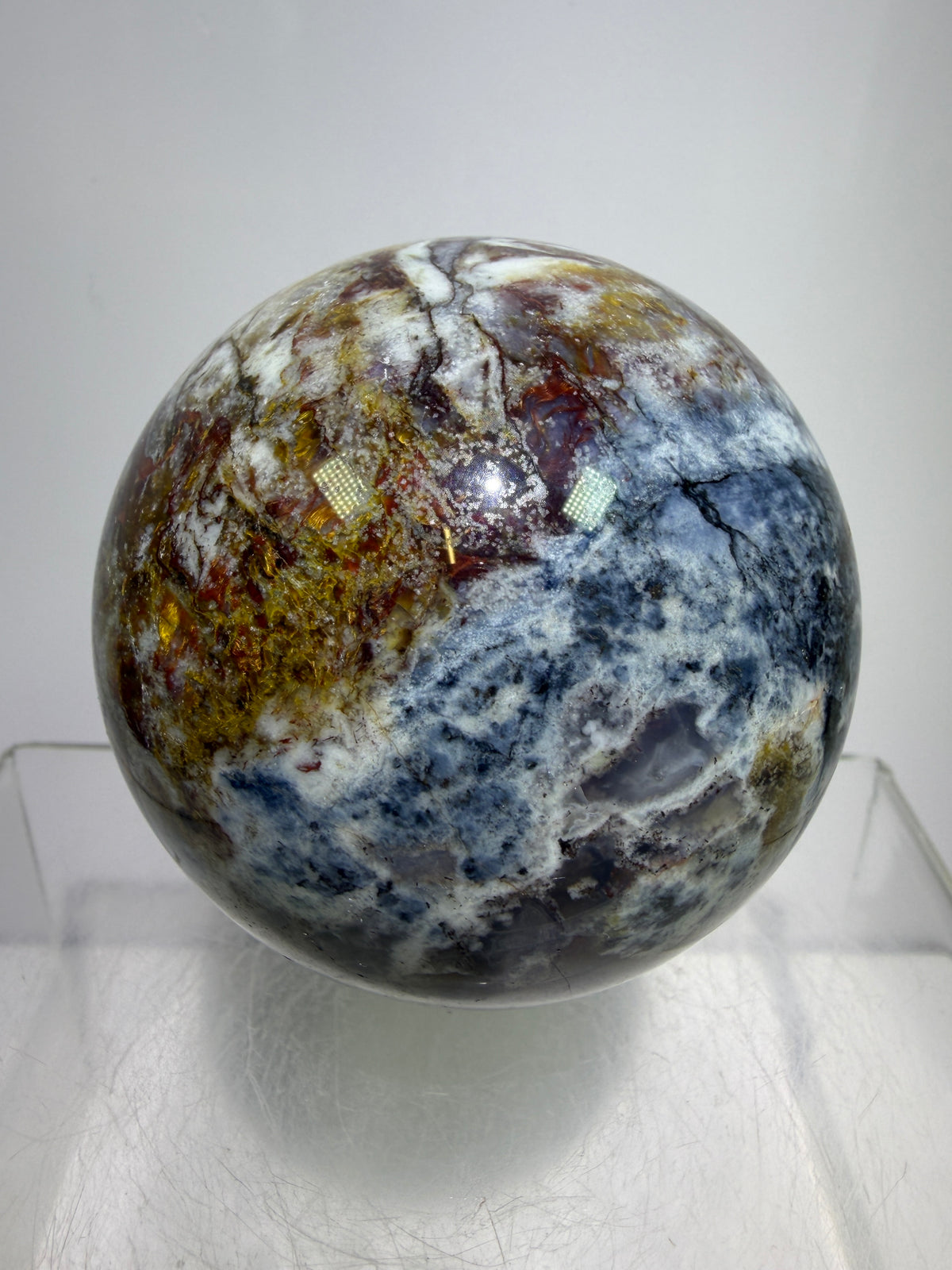 Pietersite Crystal Sphere. 66mm. Stunning Red And Blue Pietersite Crystal. High Quality Rare Display Sphere.
