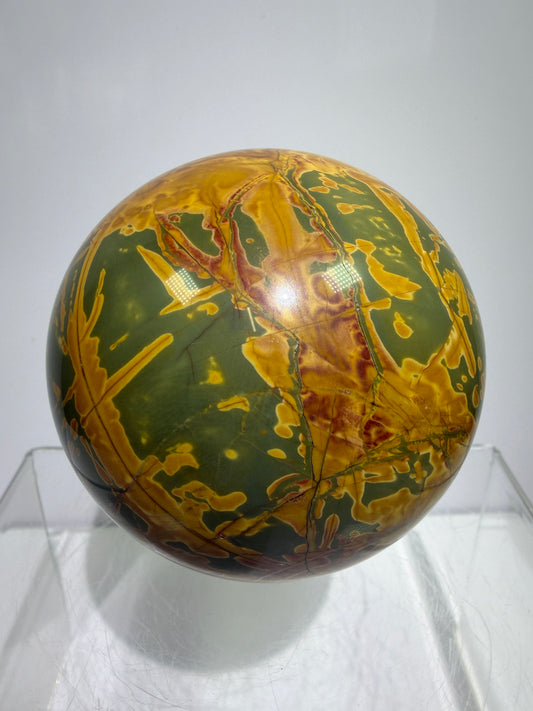 Cherry Creek Jasper Sphere. 70mm. Stunning Large Red River Display Sphere. Very High Quality Crystal