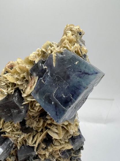Fluorite, Muscovite, And Druzy Sphalerite Specimen. World Famous Yaogangxian Fluorite Cubes. Beautiful Mixed Mineral Specimen.
