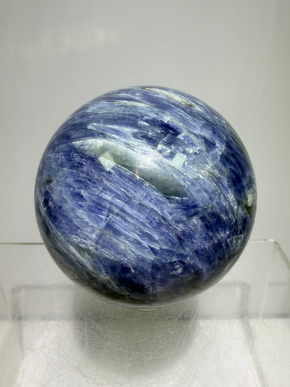 Kyanite Crystal Sphere. 60mm. Amazing Blue Kyanite Display Sphere. Rare Crystal With Stunning Flash
