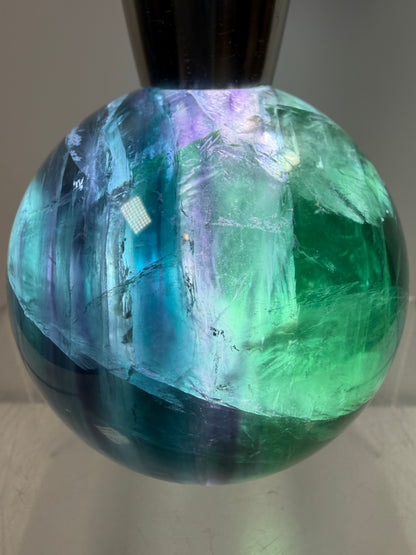 Green-Blue Fluorite Sphere. 63mm. Beautiful Display Sphere With Big Rainbows. Stunning Color Combinations