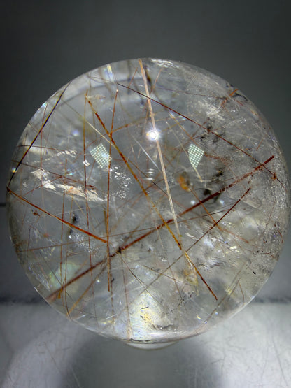 Rutile And Tourmaline Quartz Sphere. 39mm. Amazing Combination Of Red Rutile And Tourmaline. Very Rare Display Sphere