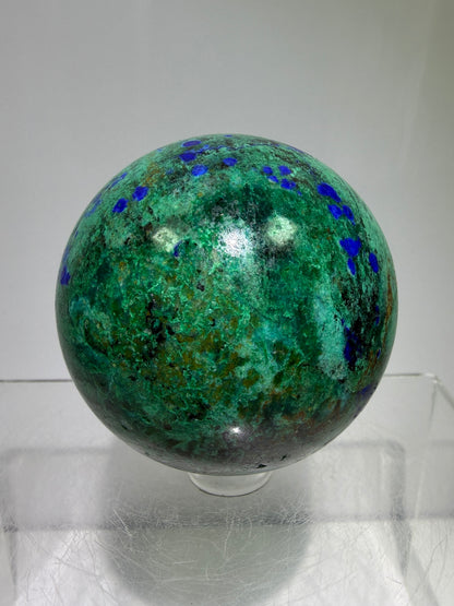 Azurite and Malachite Crystal Sphere. 56mm. Beautiful Deep Colors And Patterns. Stunning Rare Display Piece!