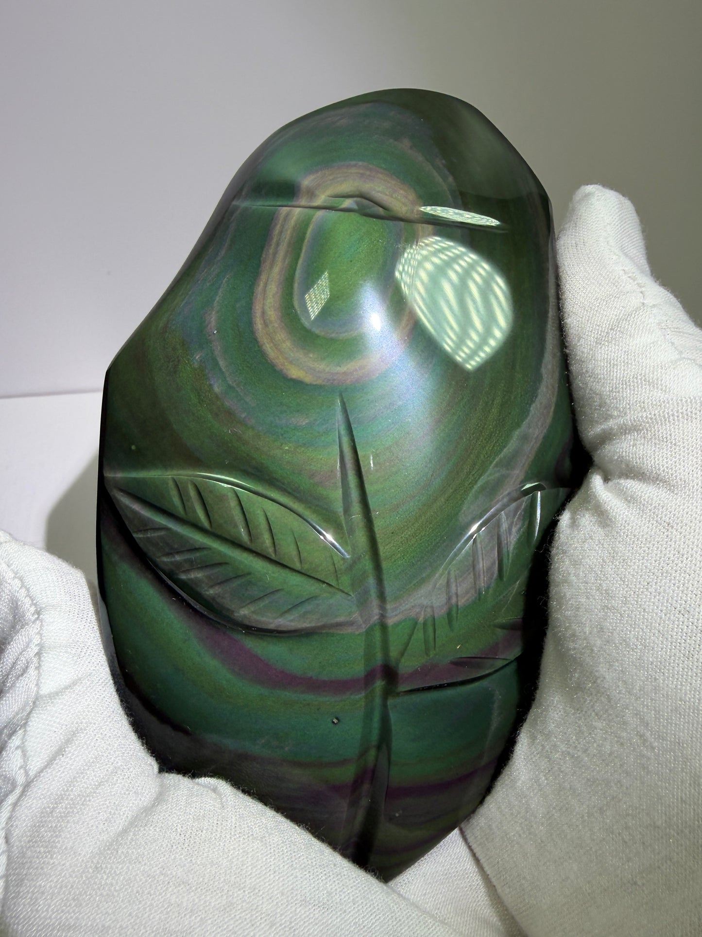 Rainbow Obsidian Freeform. High Quality Carved Flower. Gorgeous One Of A Kind Display Crystal