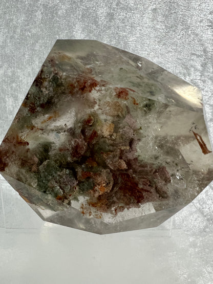 Garden Quartz Polished Freeform. Beautiful Green And Red Landscape Quartz. Amazing Polished Lodolite Freeform.