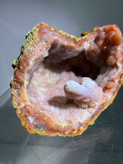 Pink Chalcedony Geode. High Quality Sugar Druzy Specimen From Morocco. Stunning Display Crystal