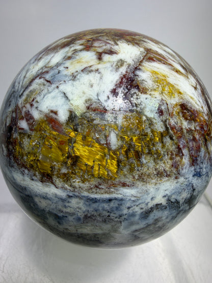 Pietersite Crystal Sphere. 66mm. Stunning Red And Blue Pietersite Crystal. High Quality Rare Display Sphere.