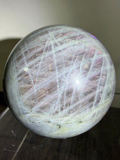 Labradorite Crystal Sphere. 61mm. Stunning Pink Rainbow Flash. Gorgeous Display Sphere.