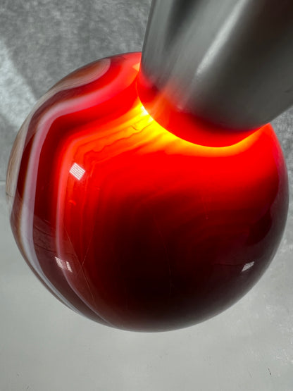 Carnelian Agate Sphere. 60mm. Incredible Colors And Banding