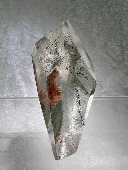 Garden Quartz Polished Freeform. Stunning Green And Orange Landscape Quartz. Incredible Standing Lodolite Freeform.