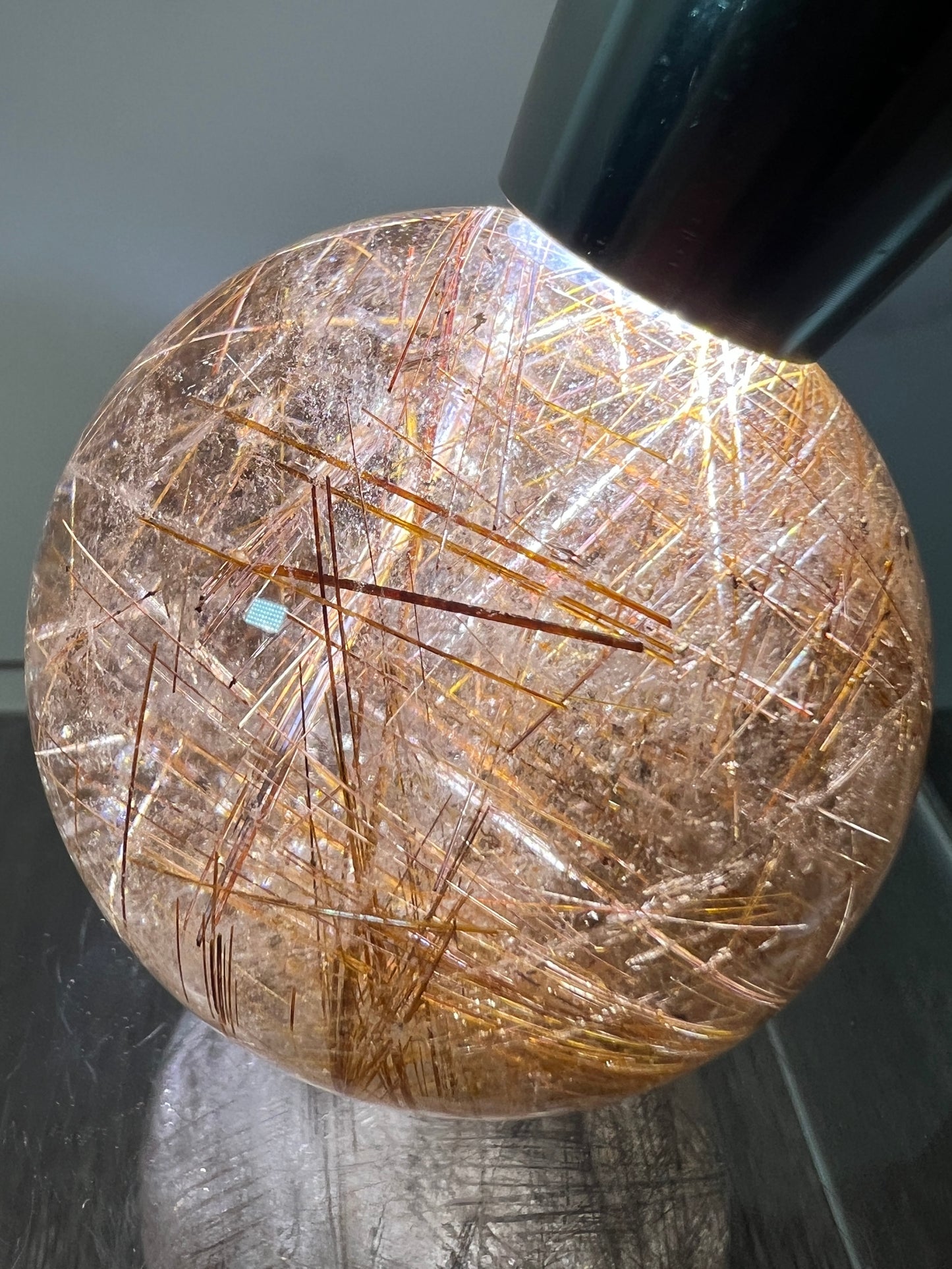 Copper Rutile Quartz Sphere. 53mm. Amazing Copper Rutilated Quartz. Stunning Rare Display Sphere