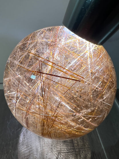 Copper Rutile Quartz Sphere. 53mm. Amazing Copper Rutilated Quartz. Stunning Rare Display Sphere