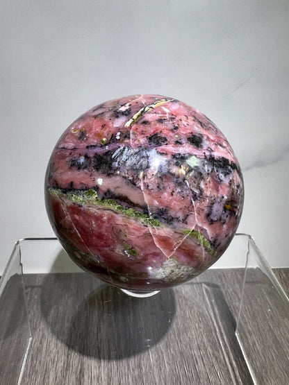 Strawberry Pink Opal Sphere From Peru. 60mm. Gorgeous Bright Colors And Patterns. Amazing Rare Display Crystal.