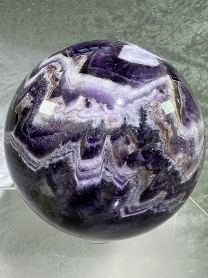 Dream Amethyst Sphere. 88mm. Large Chevron Amethyst Crystal. Beautiful Colors And Patterns