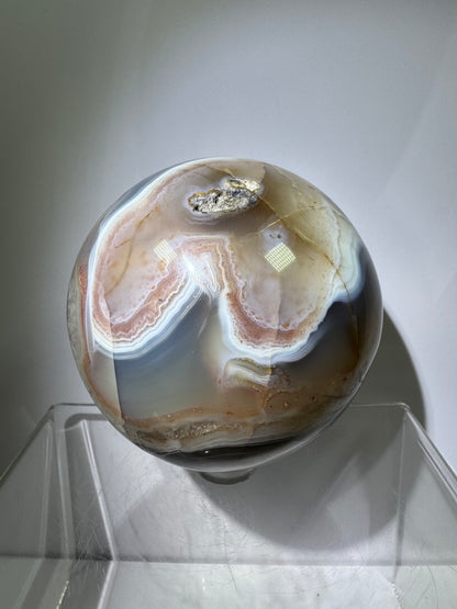 Sashe River Agate Sphere. 75mm. Incredible Display Sphere From Zimbabwe.