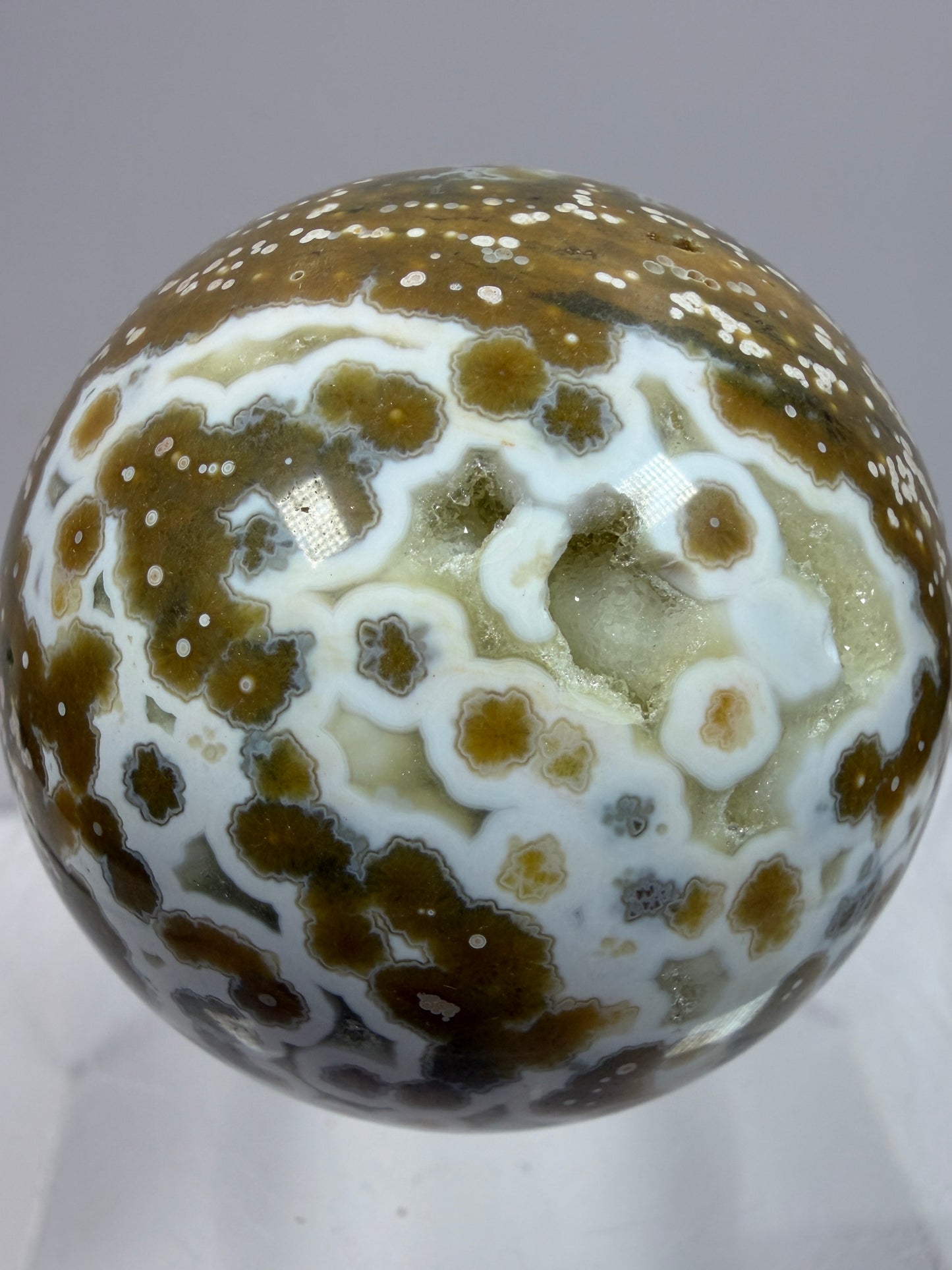 Ocean Jasper Sphere. 52mm. Beautiful Sugar Druzy Sphere. High Quality Amazing Display Crystal