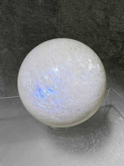 White Moonstone Crystal Sphere. Amazing Moonstone With A Stunning Blue Flash. High Quality Rare Display Sphere