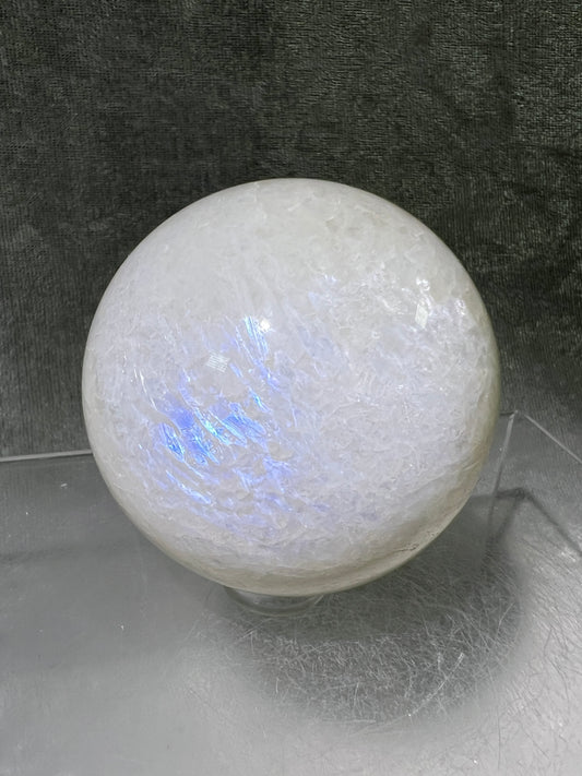 White Moonstone Crystal Sphere. Amazing Moonstone With A Stunning Blue Flash. High Quality Rare Display Sphere