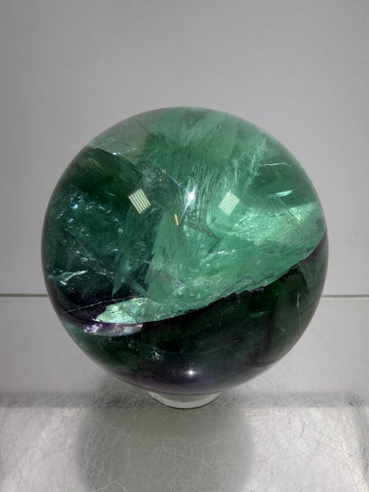Green And Purple Fluorite Sphere. High Quality Display Sphere With Stunning Rainbows.
