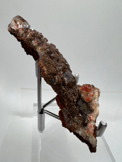 Brown Diamond Calcite Specimen. Beautiful Flash! Gorgeous Hematite Calcite On Druzy Matrix. Very Pretty Crystal Display Piece.