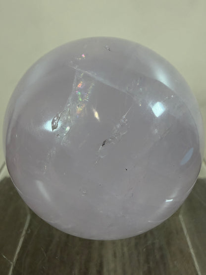 Lavender Rose Quartz Sphere. Rare Color Rose Quartz With Rainbows And Asterisms. High Quality Display Sphere.