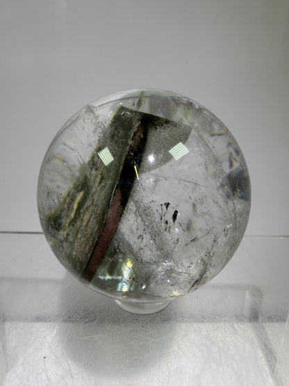 Garden Quartz Lodolite Sphere. 48mm. High Quality Landscape Quartz With Rainbows. Scenic Quartz With Excellent Clarity