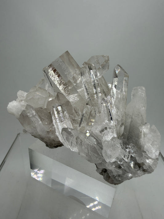 Clear Quartz And Beryl Cluster. Stunning Goshenite Specimen From Brazil. Rare High Quality Display Crystal
