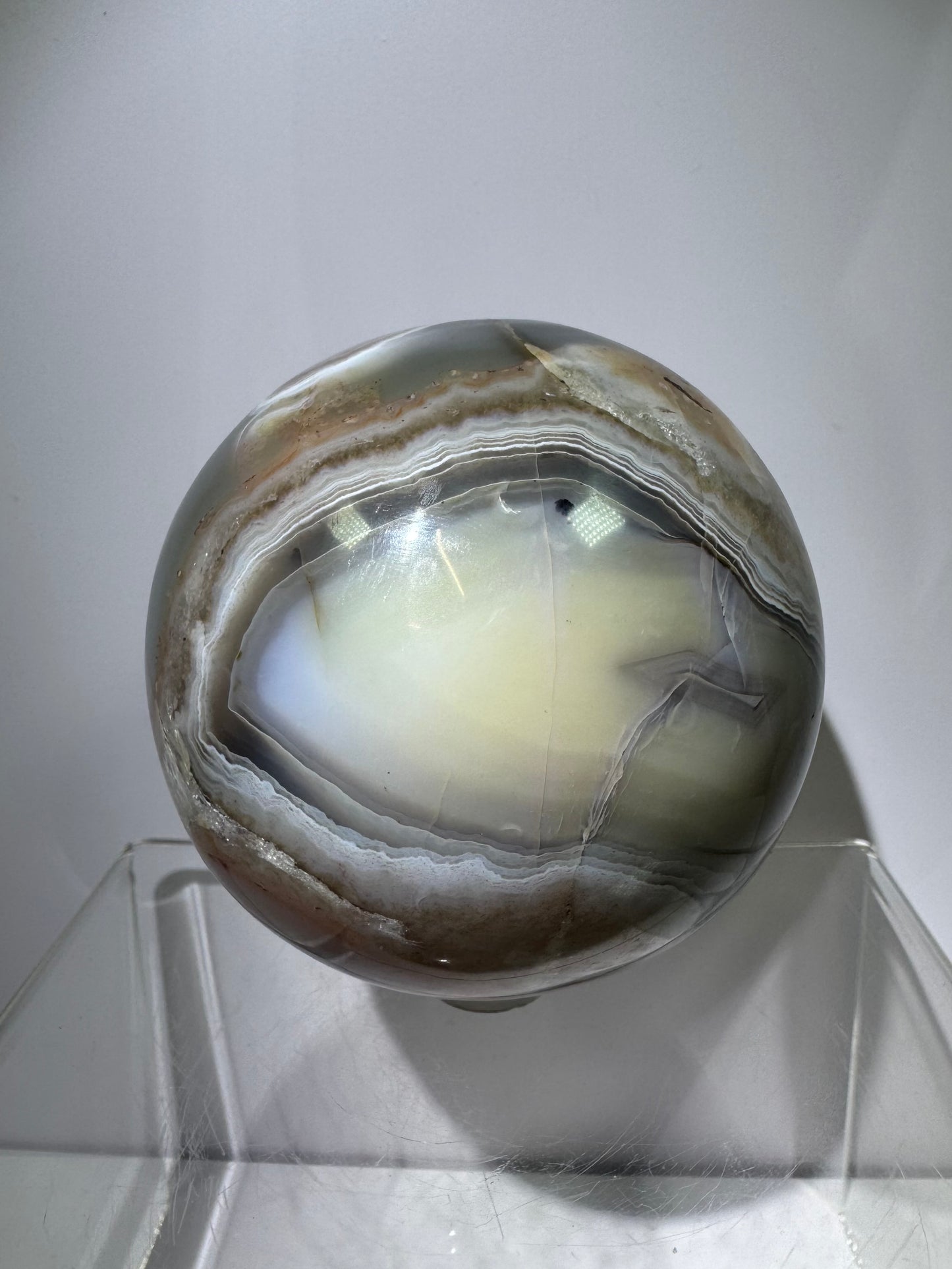 Sashe River Agate Sphere. 75mm. Incredible Display Sphere From Zimbabwe.