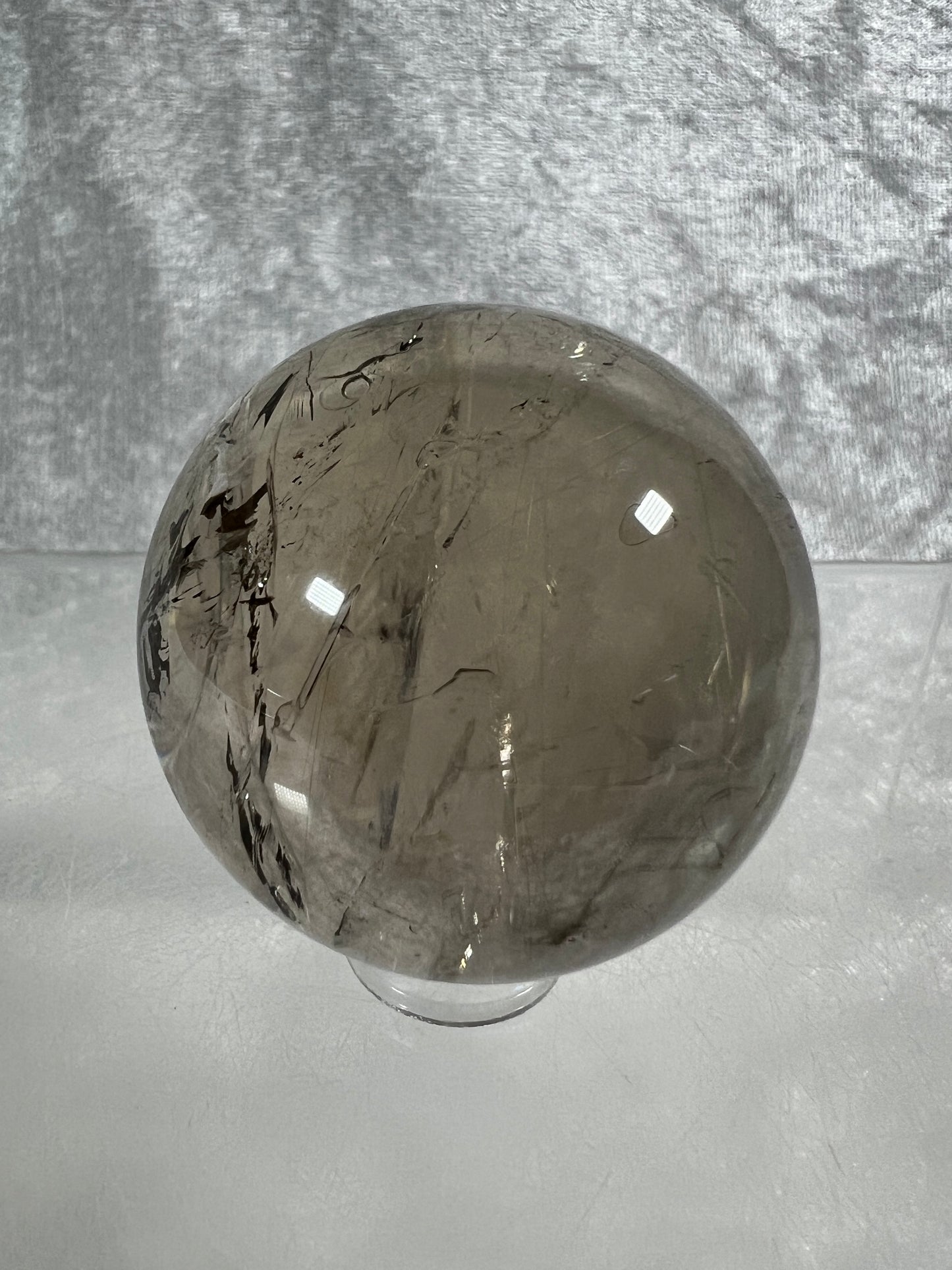 Rutile Quartz Sphere. Amazing Rainbows! Light Smoky Quartz With Stunning Golden Rutile Inclusions.