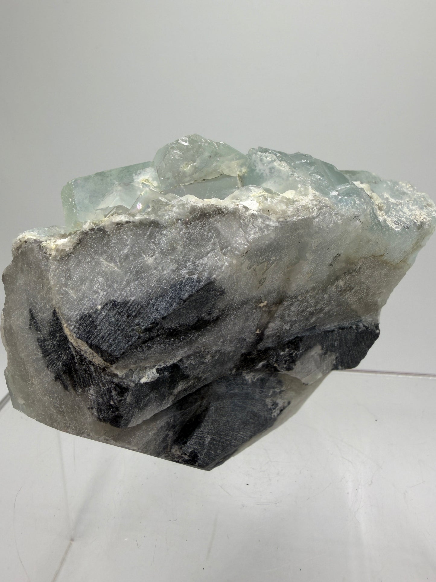 Fluorite Cubes Specimen With Iridescent Rainbows And Garden Inclusions. Gorgeous Rare Xianghualing Green Fluorite. Very Special Display Crystal