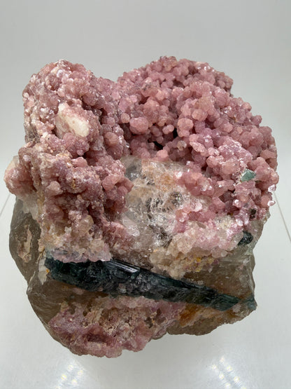 Pink Botryoidal Lepidolite And Tourmaline On A Citrine Matrix. Very Rare High Quality Specimen From Brazil. Gorgeous Large Pink Grape Agate