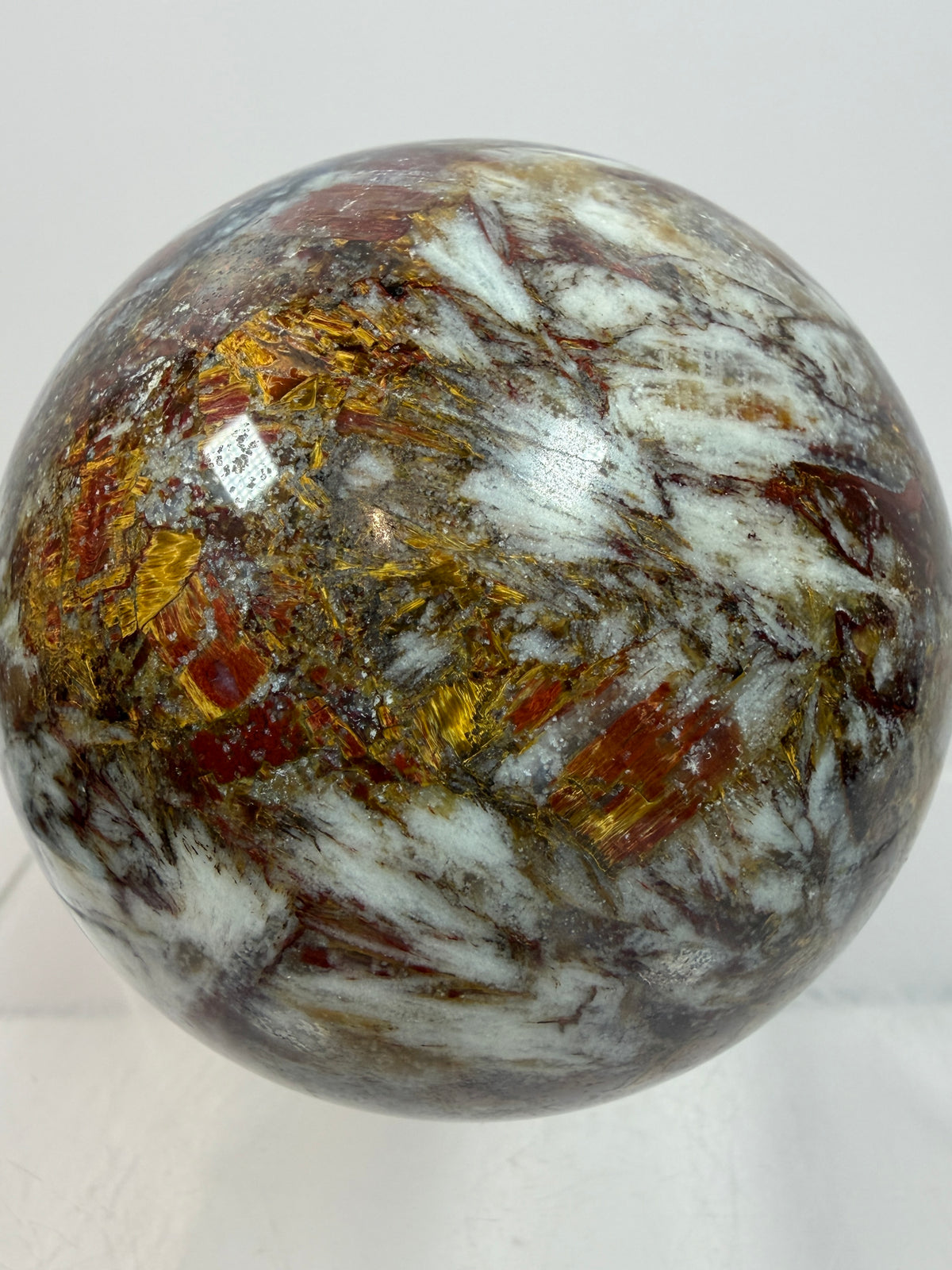 Pietersite Crystal Sphere. 66mm. Stunning Red And Blue Pietersite Crystal. High Quality Rare Display Sphere.