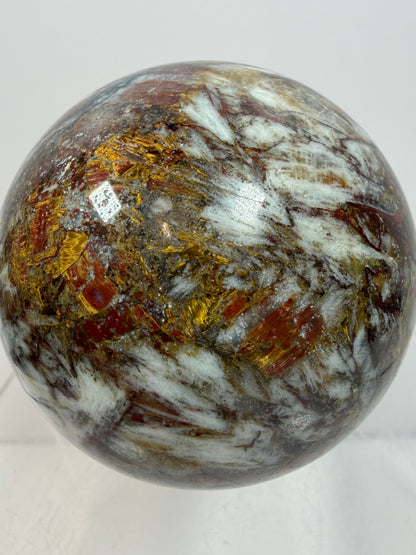 Pietersite Crystal Sphere. 66mm. Stunning Red And Blue Pietersite Crystal. High Quality Rare Display Sphere.