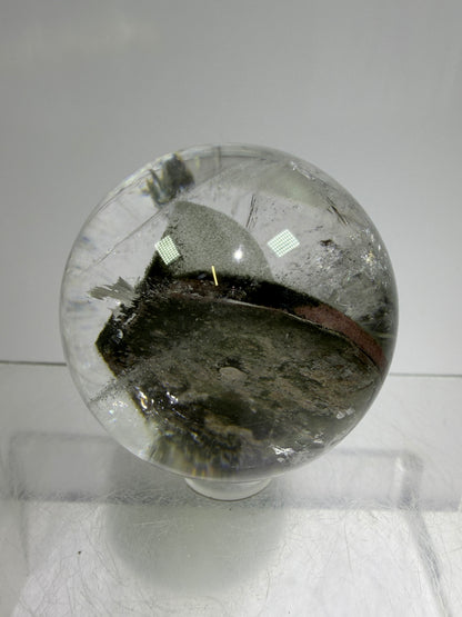 Garden Quartz Lodolite Sphere. 48mm. High Quality Landscape Quartz With Rainbows. Scenic Quartz With Excellent Clarity