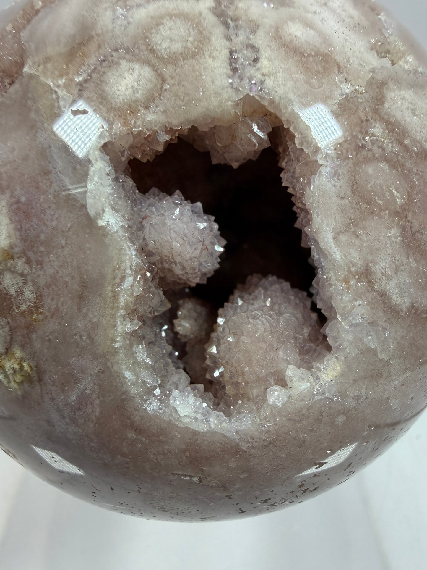 Pink Amethyst Crystal Sphere. 75mm. Gorgeous Druzy Amethyst And Flower Agate Sphere. Amazing Display Crystal.