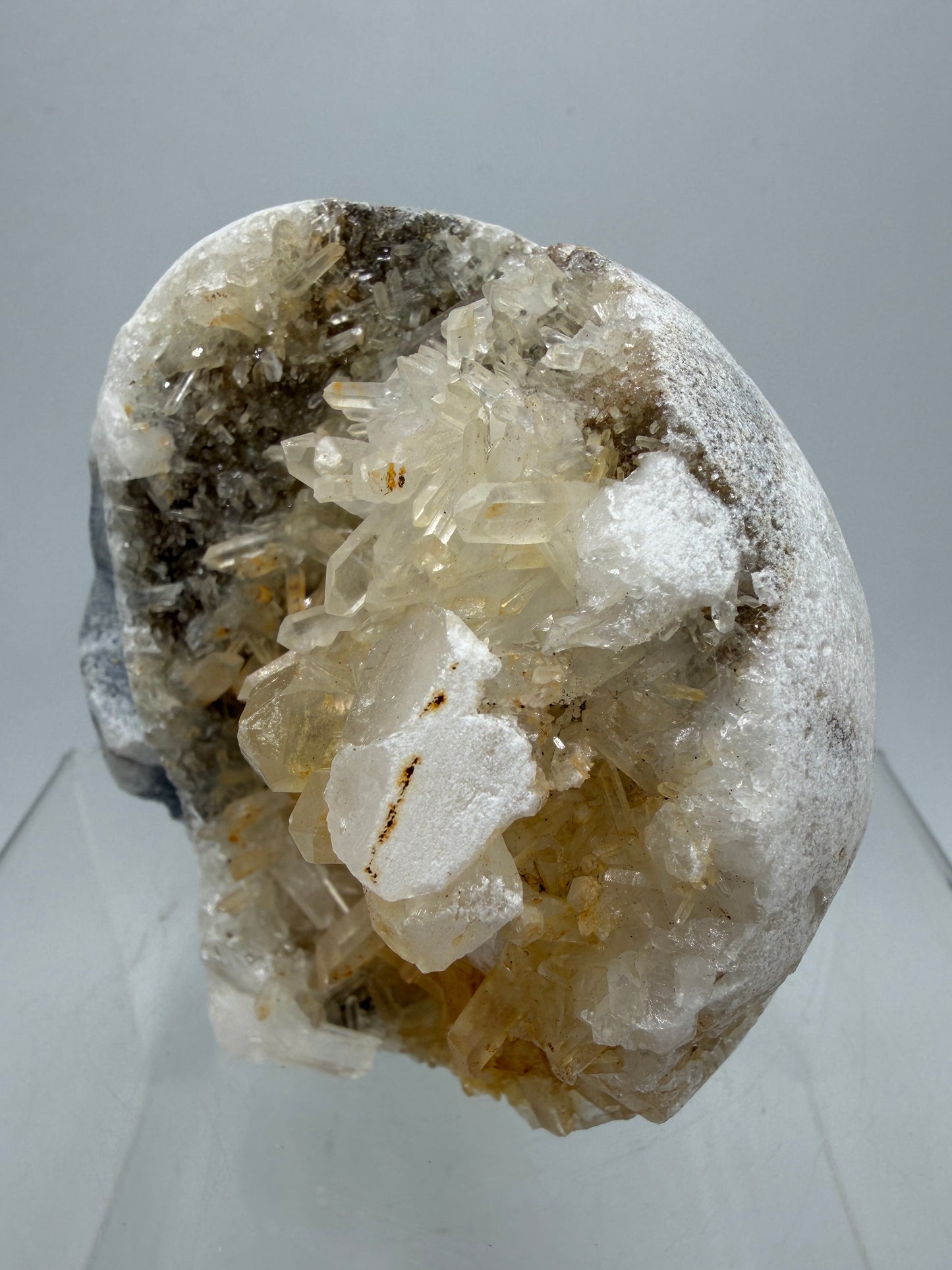 Quartz Cluster Skull Carving. Very Unique And Interesting Display Crystal