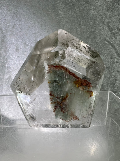 Garden Quartz Polished Freeform. Stunning Green And Orange Landscape Quartz. Incredible Standing Lodolite Freeform.