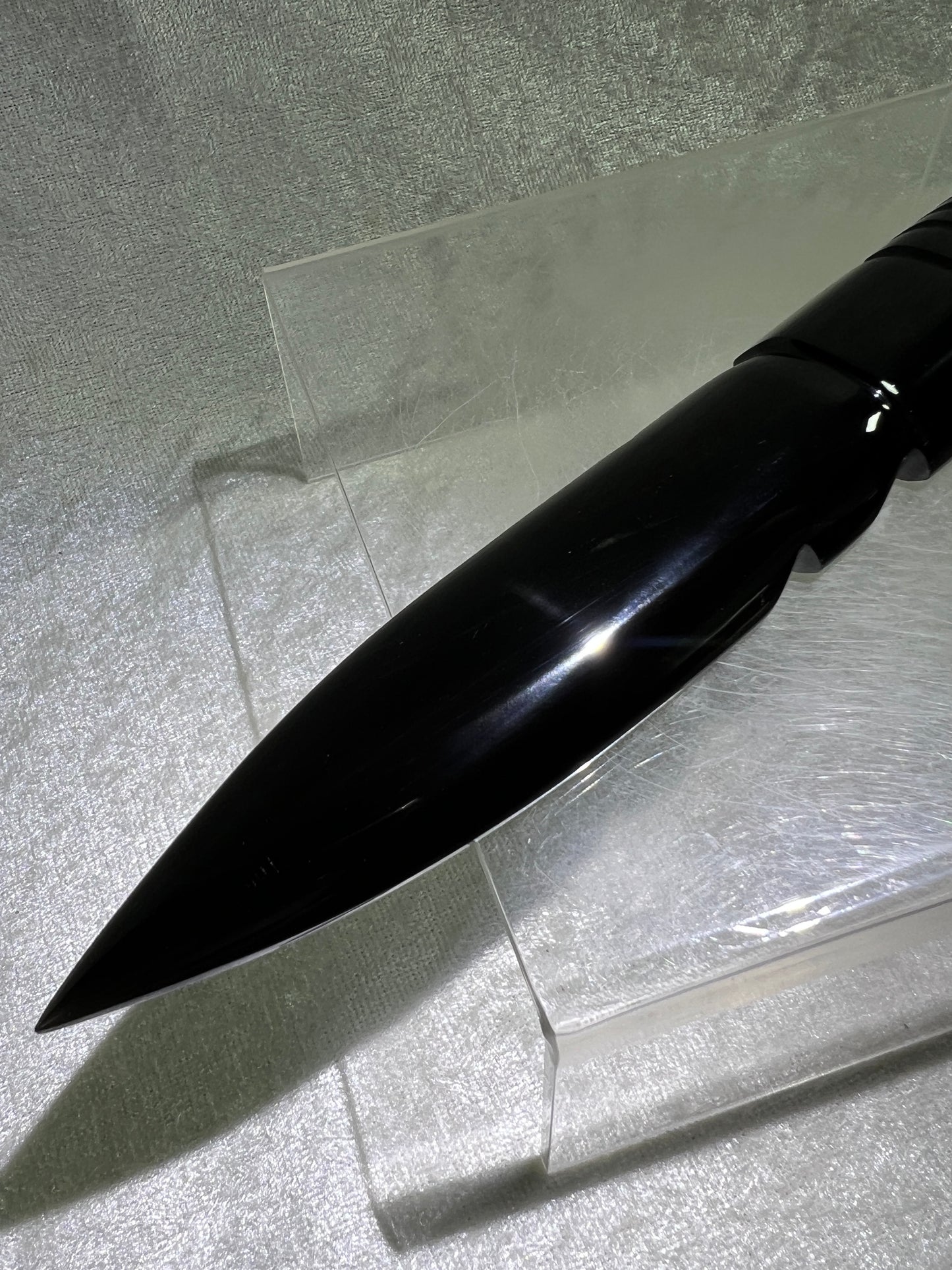 Black Obsidian Dagger Carving. 9 Inches Long. Amazing Crystal Display Carving.