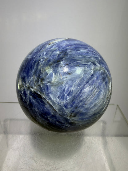 Kyanite Crystal Sphere. 60mm. Amazing Blue Kyanite Display Sphere. Rare Crystal With Stunning Flash