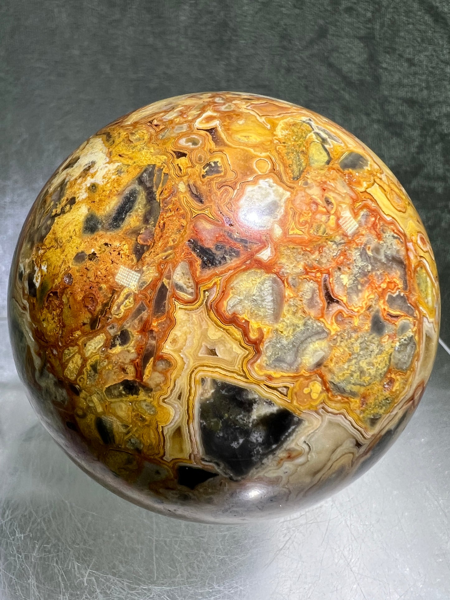 Crazy Lace Agate Sphere. 72mm. Stunning Lace And Patterns On This Sphere. Amazing Indonesian Crazy Lace Display Sphere