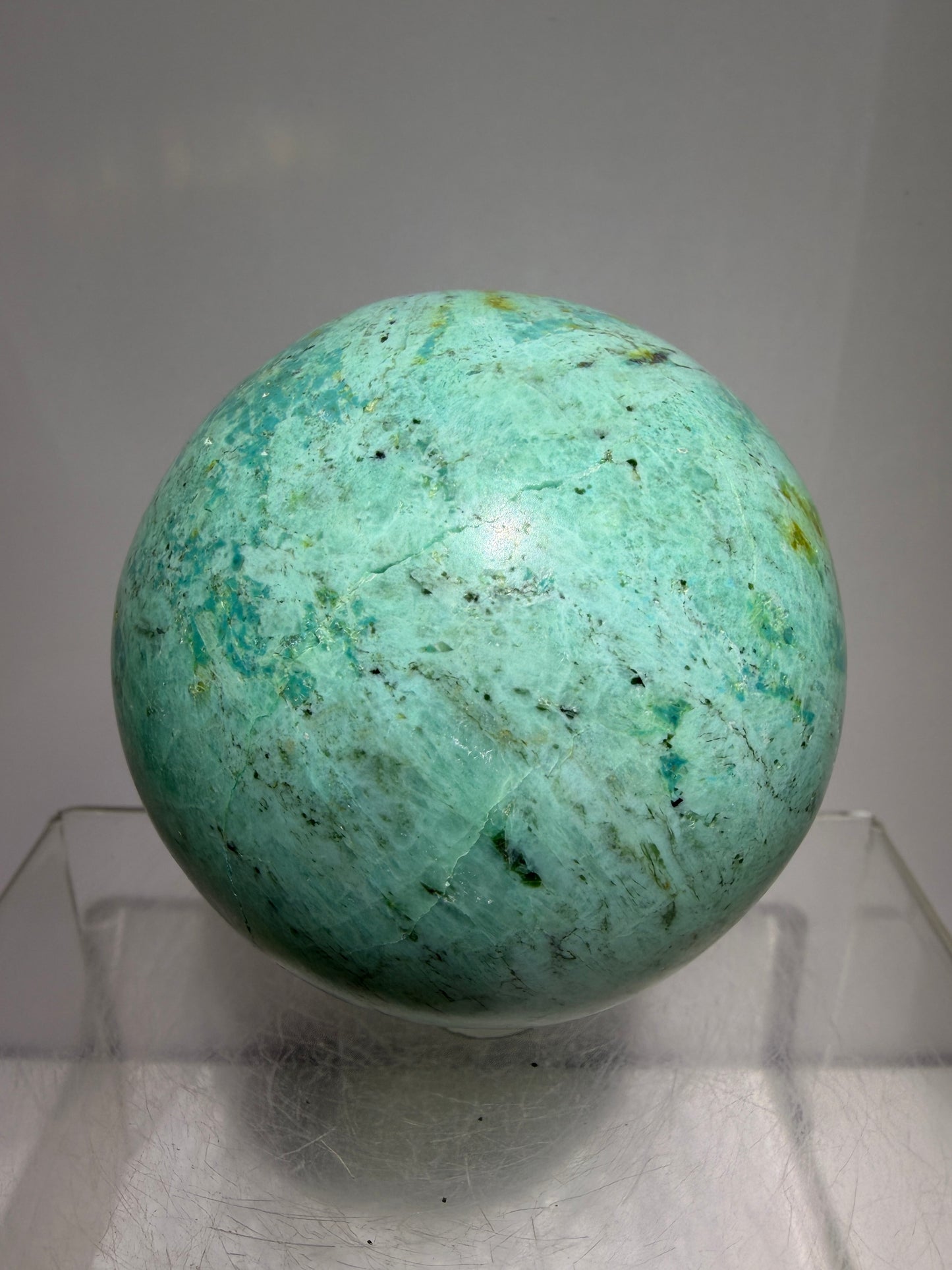 Chrysocolla Turquoise Sphere. 68mm. Beautiful Peruvian Turquoise. Amazing Display Sphere
